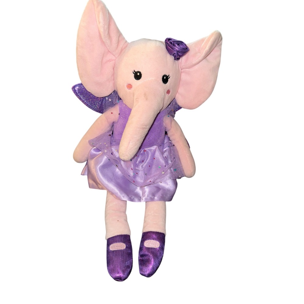 Spark Create Imagine Pink Elephant Fairy Ballerina Plush Purple Tutu Wings 15in